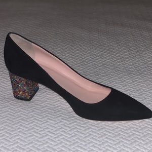 Kate Spade Black Block Sequin Heel 6.5